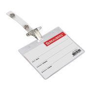 Бэдж BRAUBERG 235711, 60х90 мм горизонтальный, с клипсой и булавкой, мягкий