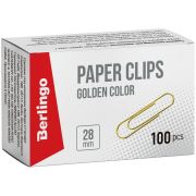 Скрепки BERLINGO золотистые 28мм 100шт BK2516