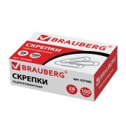 Скрепки BRAUBERG арт.227583 оцинков 28мм 100шт