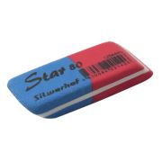 Ластик Silwerhof Star 80 1204445, 41*14*8мм, каучук, синий-красный