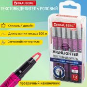 Текстмаркер BRAUBERG Clear, РОЗОВЫЙ, линия 1-5 мм, 152425 с прозрачным наконечником