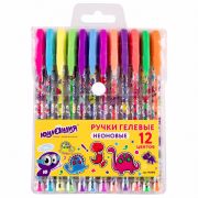 Набор гелевых ручек ЮНЛАНДИЯ 142806 12цв. НЕОН, 0,7мм линия 0,5мм