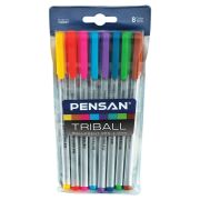 Набор шариковых ручек PENSAN Triball Colored, масляные, АССОРТИ, 8 шт, 1мм, линия 0,5мм, 1003/PVC8