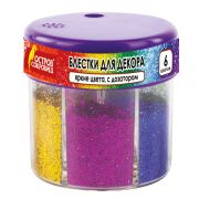 Блестки для декорирования (глиттер) ОСТРОВ СОКРОВИЩ, в диспенсере с дозатором, 6 цветов, 191372