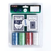 Покер, набор для игры (карты 2 колоды, фишки с номин. 100 шт, сукно 40 х 60 см) 411282