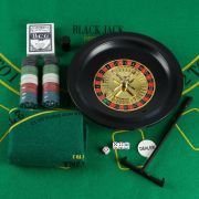 Покер, набор для игры (рулетка, карты 54 шт, фишки с ном.100 шт,кубики 4 шт, поле) 33 х 29, 411293