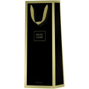 Пакет под бутылку ламинированный MESHU «Black», 12*36*8,5см, матовое ламинирование, отд.фольгой