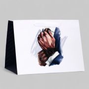 Пакет подарочный ламинированный с широким дном,