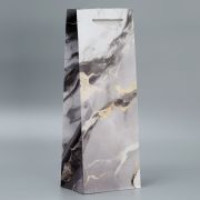 Пакет подарочный под бутылку, упаковка, «Мрамор», 36 х 13 х 10 см 10198709