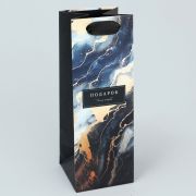 Пакет подарочный под бутылку, упаковка, «Мрамор», 9 х 25 х 8.9 см 10128054