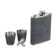 Набор FLS010 S.Quire фляга 0,18 л, 2 стопки, воронка, сталь, искусственная кожа, серый