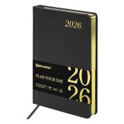 Ежедневник датированный BRAUBERG Iguana 117054 А5, черный, 2026г.