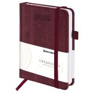Ежедневник датированный BRAUBERG Wood 117265 А6 (100х150мм) датированный 2026 кожзам, бордо
