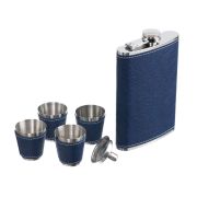 Набор FLS008 S.Quire фляга 0,24 л, 4 стопки, воронка, сталь, искусственная кожа, синий