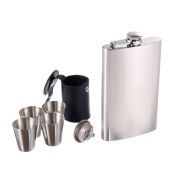 Набор FLS013 S.Quire фляга серебристая 0,27 л, 4 стопки, воронка из стали, чехол из искусственная ко