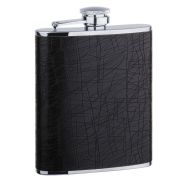 Фляжка TB06-3412-30 0,18л, сталь+искуств кожа, черная 1508YА