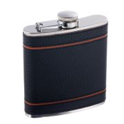 Фляжка W125-6 S.Quire 0,18 л, сталь+искусственная кожа, черно-коричневая 1508YА