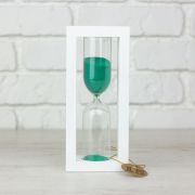 Часы ЧП300690 песочные 15 мин., песок зеленый, корпус белый (20х5х9см)