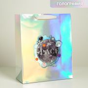 Пакет голографический вертикальный Space, 26*32*12 см 4807292