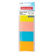 Блоки самоклеящ. BRAUBERG,124807  НАБОР 4шт., 38*51 мм, 50л., НЕОНОВЫЕ, ассорти, европодв,