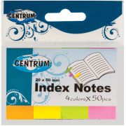 Стикеры CENTRUM 85385 листки-индексы бумажные 20x50мм  50лист.(4 неоновых цв.)