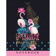 Блокнот ХАТБЕР 80ББ5лофВ1_22175 А5 80лист. твёрдый, клетка, 3D фольга Фламинго, блок 5 цв.