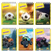 Блокнот ЮНЛАНДИЯ МАЛЫЙ ФОРМАТ, (103х148мм) А6, 32л, сшивка, голограмма, клетка, Футбол, 129859