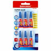 Клей универсальный моментальный BRAUBERG EXTRA суперпрочный 1гр. КОМПЛЕКТ 6 шт, 608109
