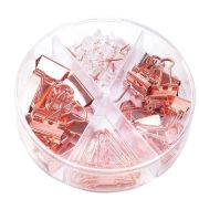 Набор мелкоофисный Deli 78553 гвоздики 20шт,скрепки 30шт,зажимы 22 шт,золотистый металл,пластик.туба